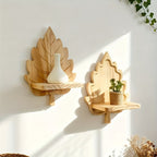 LandhausBlatt: Rustic Wood Wall Shelf with Log Bracket – Space-Saving Storage for Bedroom & Living Room