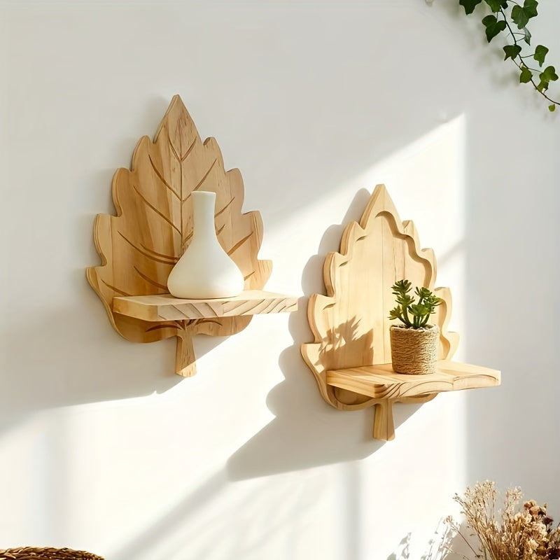 LandhausBlatt: Rustic Wood Wall Shelf with Log Bracket – Space-Saving Storage for Bedroom & Living Room