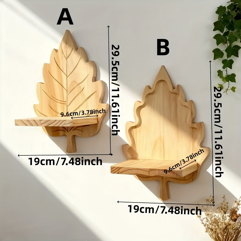 LandhausBlatt: Rustic Wood Wall Shelf with Log Bracket – Space-Saving Storage for Bedroom & Living Room