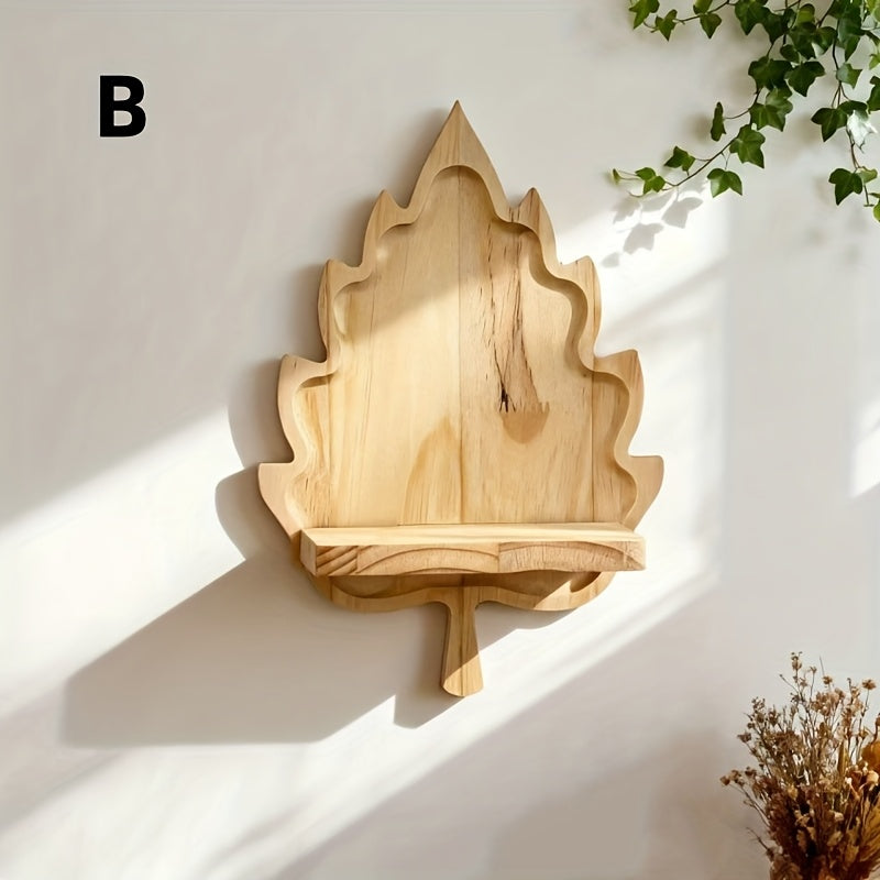 LandhausBlatt: Rustic Wood Wall Shelf with Log Bracket – Space-Saving Storage for Bedroom & Living Room