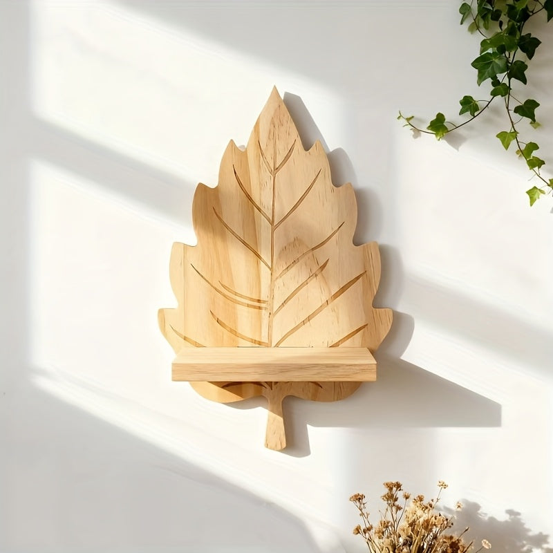 LandhausBlatt: Rustic Wood Wall Shelf with Log Bracket – Space-Saving Storage for Bedroom & Living Room