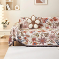 Rural Charm: Sofa Throw with Floral Pattern & Decorative Tassels – for Living Room & Couch