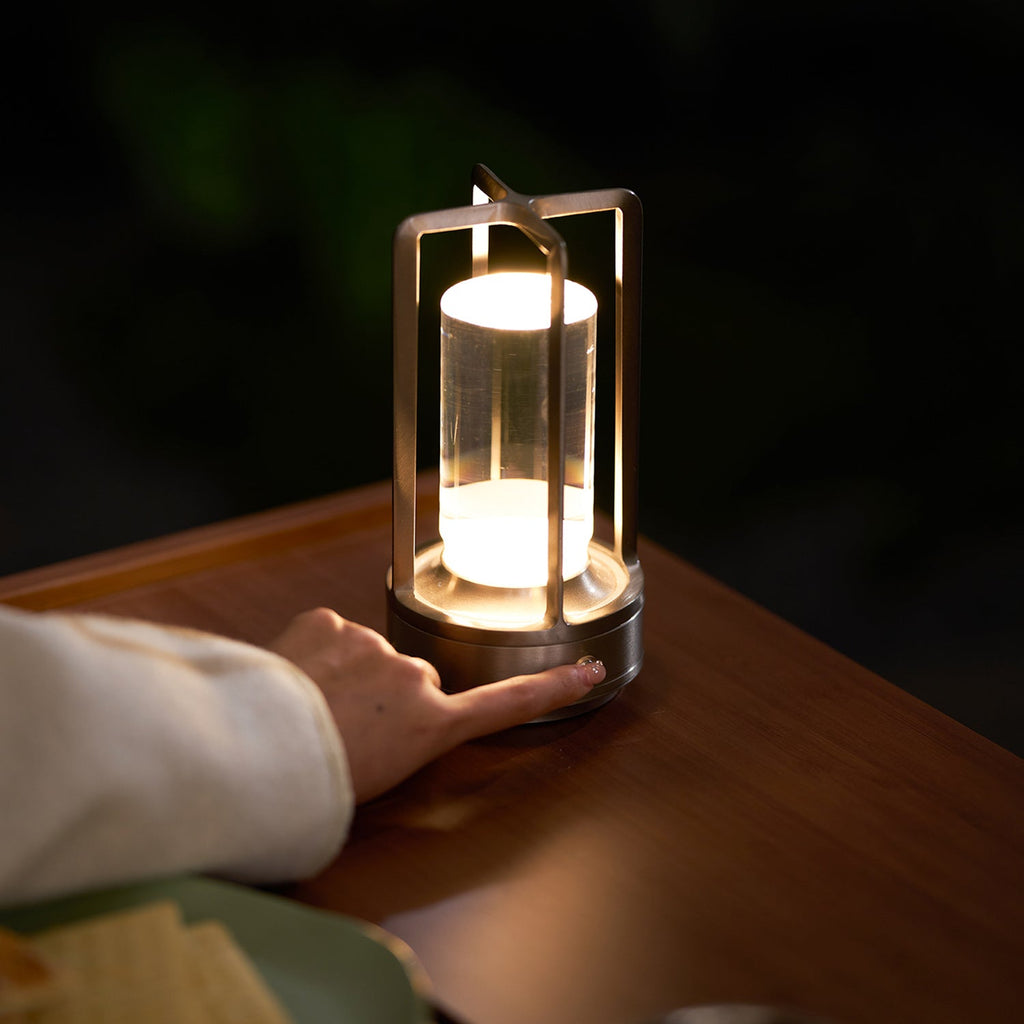 Cordless Crystal Lantern Table Lamp (Rechargeable)