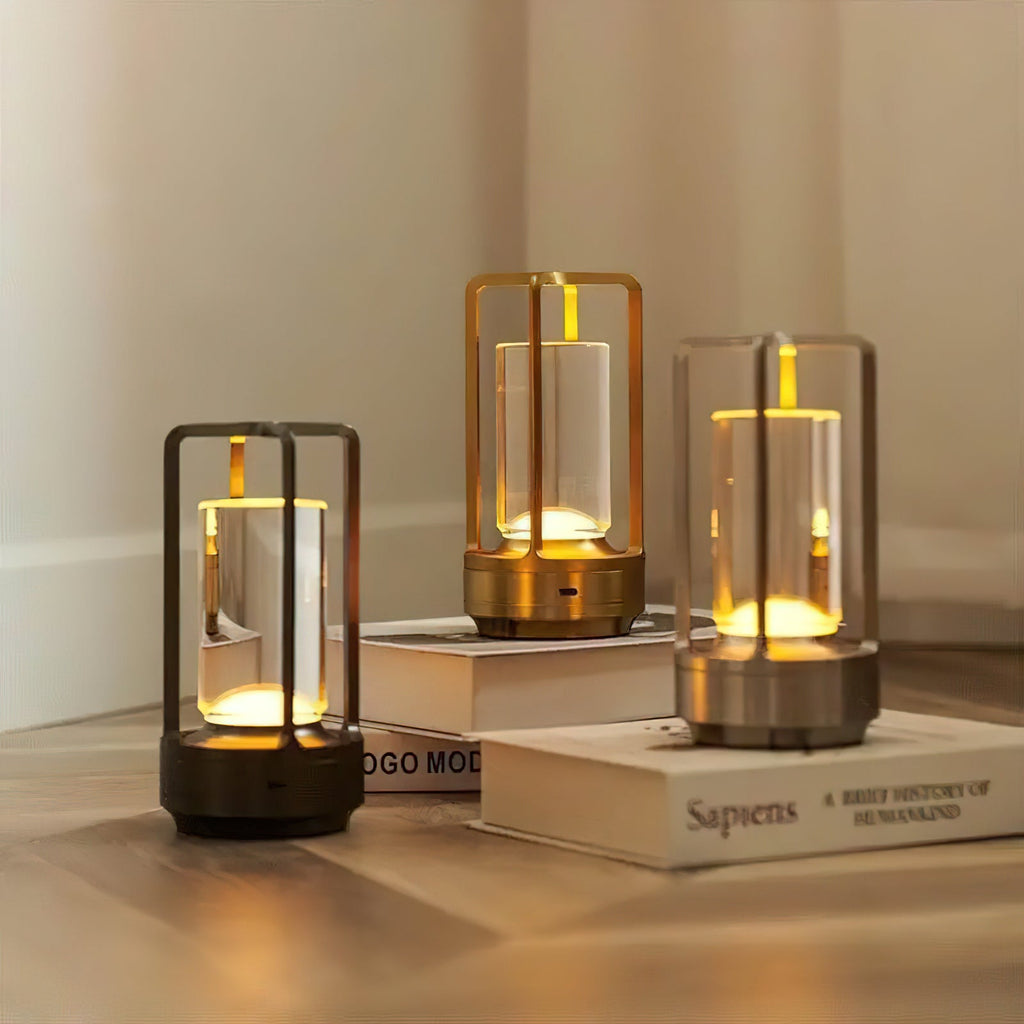 Cordless Crystal Lantern Table Lamp (Rechargeable)
