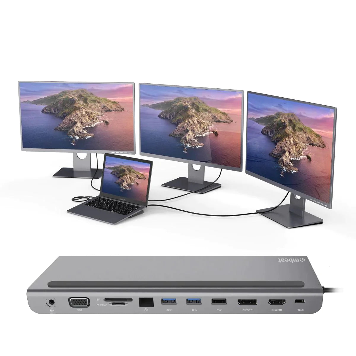 Pro USB-C Laptop Docking Station 11-in-1 with HDMI Ethernet USB Hub