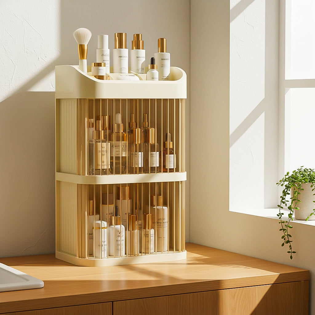 Makeup Organizer Box Plastic Dustproof Storage Case with Drawer