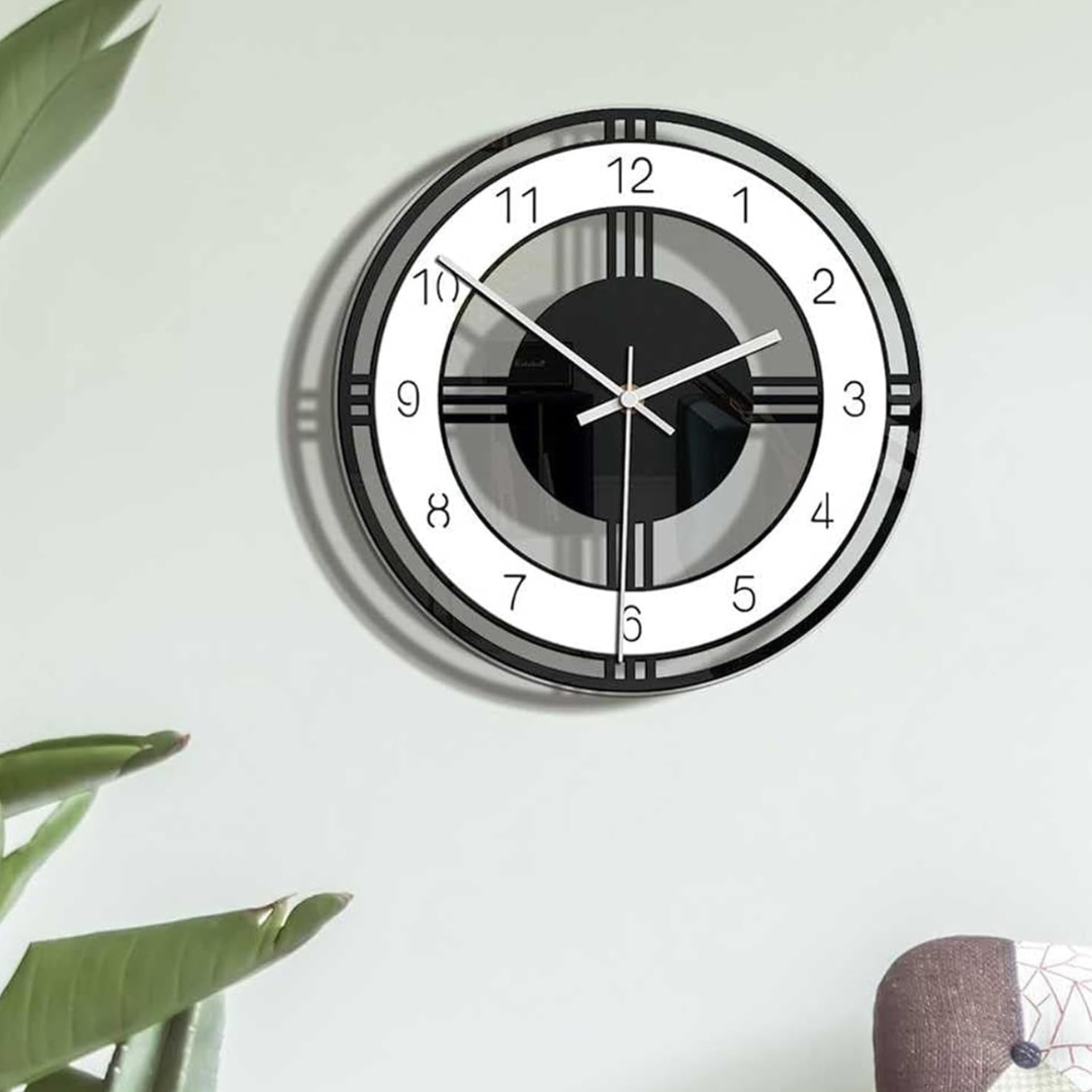Wall Clock Modern Minimalist Quartz Black White Indoor Display