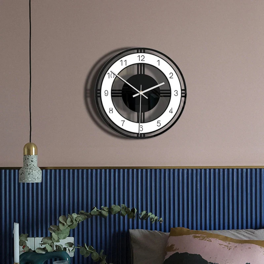 Wall Clock Modern Minimalist Quartz Black White Indoor Display