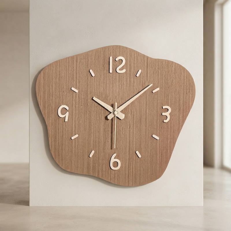 Large Modern Wall Clock Irregular Shape Battery Operated