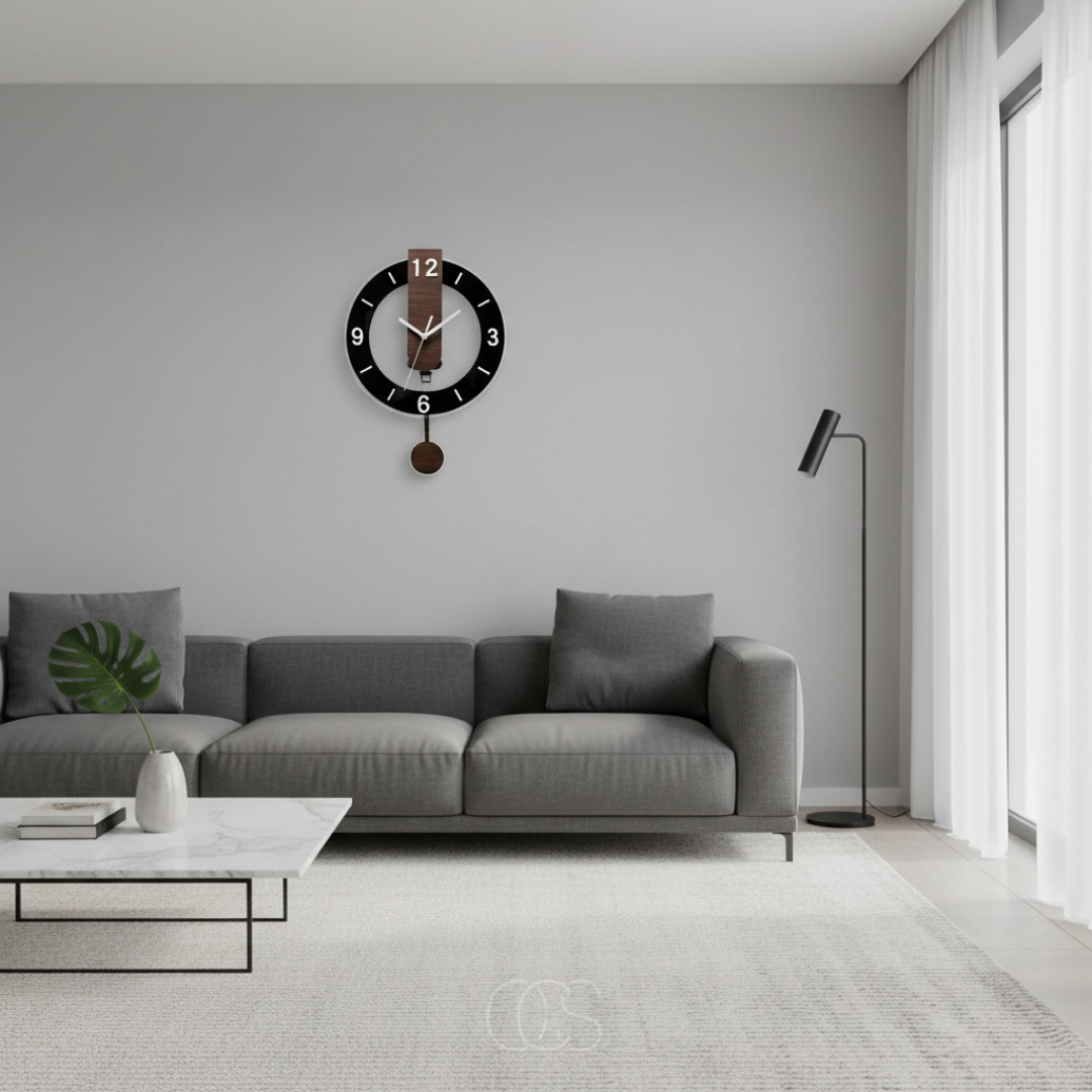 Wall Clock Retro Vintage Brown Silent Quartz Wood Acrylic