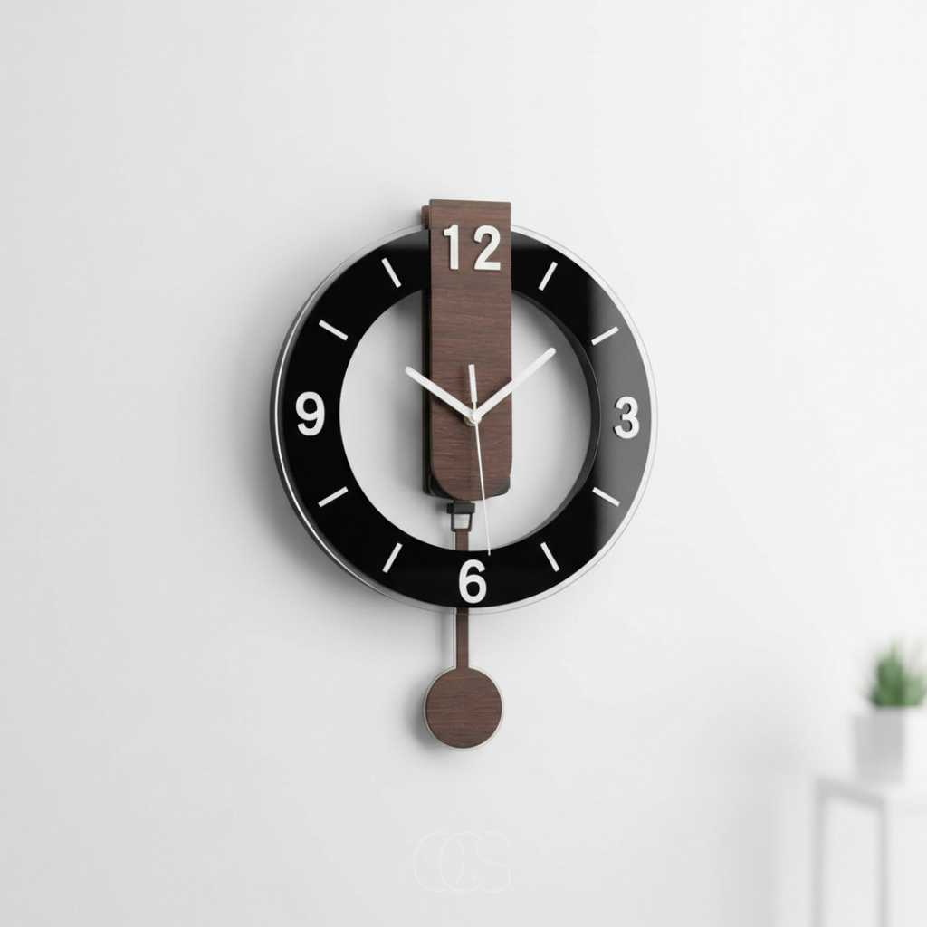 Wall Clock Retro Vintage Brown Silent Quartz Wood Acrylic