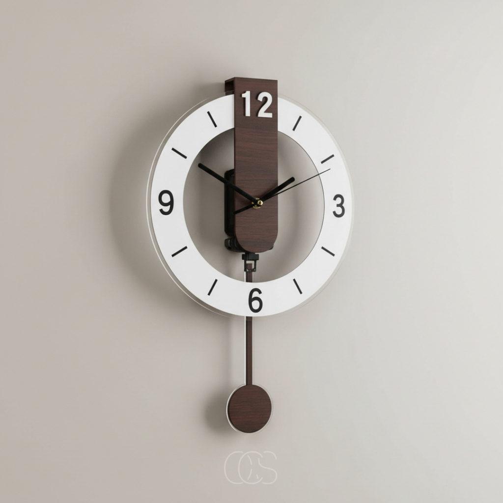 Wall Clock Retro Vintage Brown Silent Quartz Wood Acrylic