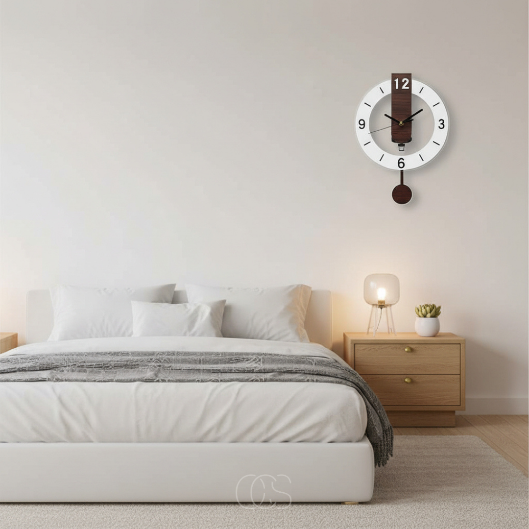 Wall Clock Retro Vintage Brown Silent Quartz Wood Acrylic