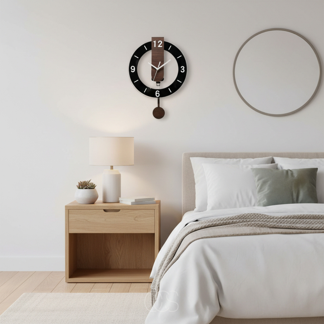 Wall Clock Retro Vintage Brown Silent Quartz Wood Acrylic