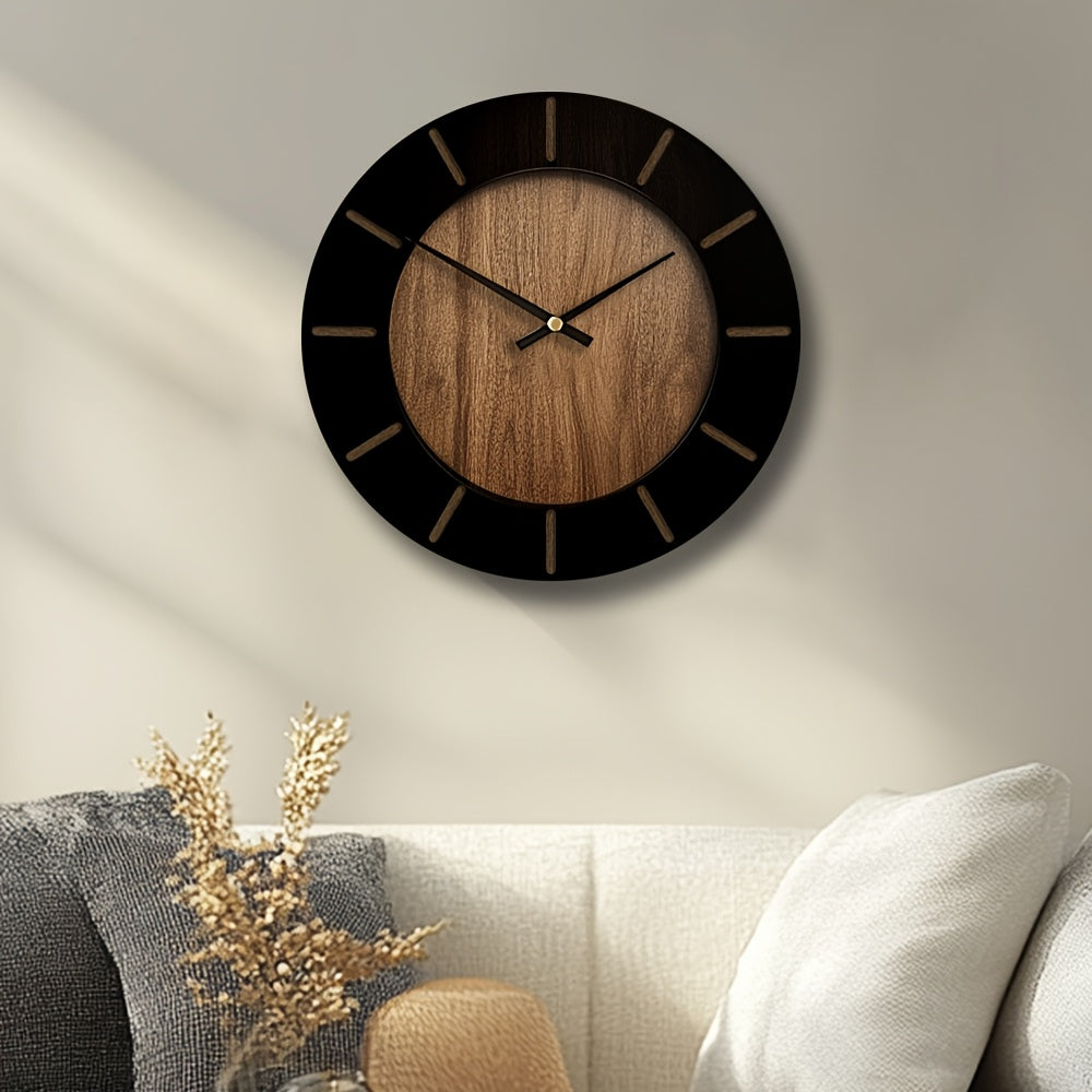 Wooden Wall Clock Silent Movement Vintage Design