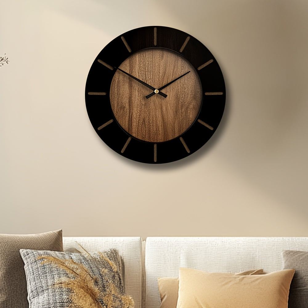 Wooden Wall Clock Silent Movement Vintage Design