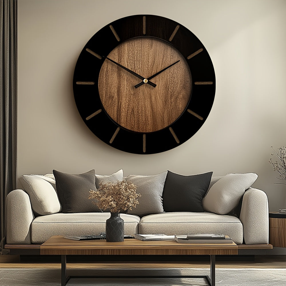 Wooden Wall Clock Silent Movement Vintage Design