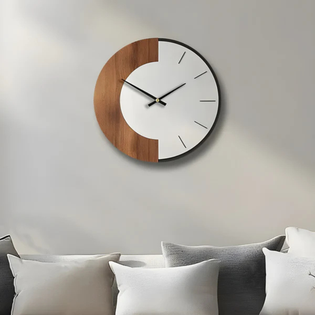 Wall Clock Wooden Silent Quartz Movement, Timeless Design