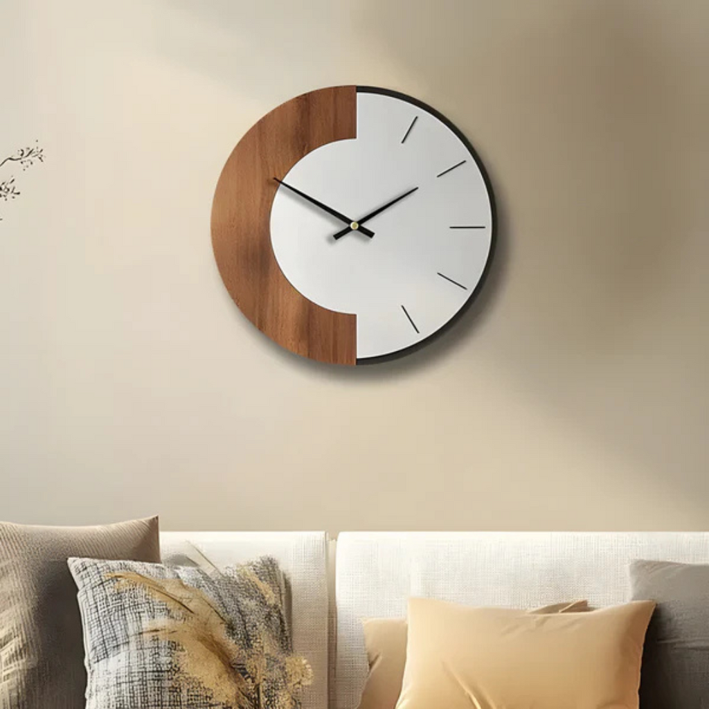 Wall Clock Wooden Silent Quartz Movement, Timeless Design