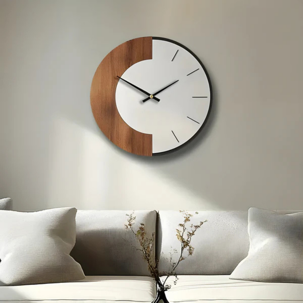 Wall Clock Wooden Silent Quartz Movement, Timeless Design