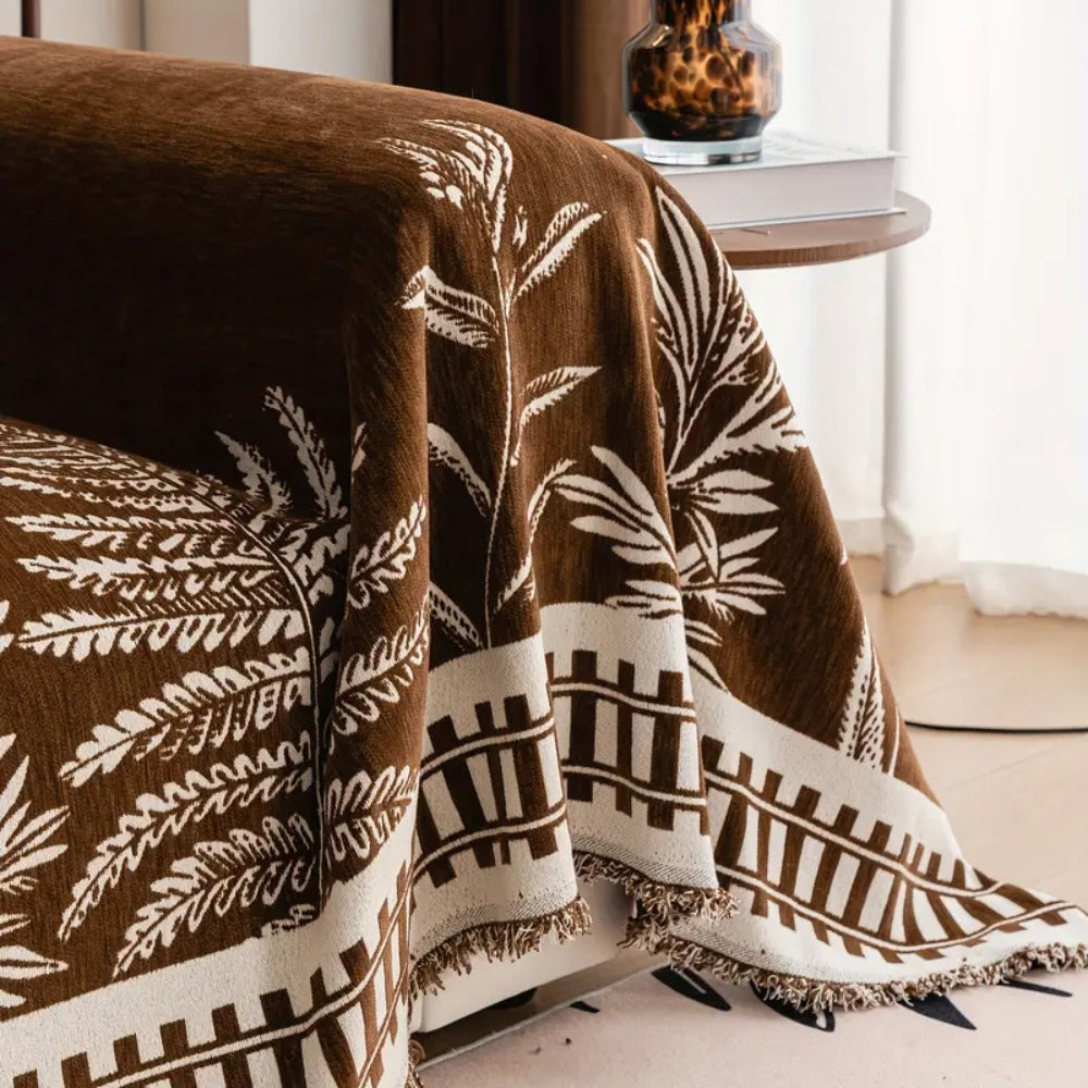 Laubwerk: Sofa Cover with Botanical Flower Design & Soft Chenille Texture – for Sofa & Armchair