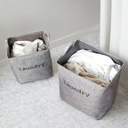 Laundry Basket Foldable Microfiber Storage Bin Reinforced Handles