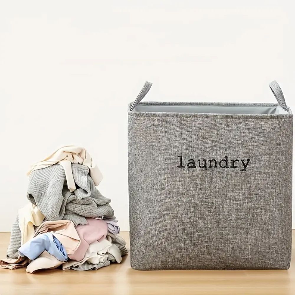 Laundry Basket Foldable Microfiber Storage Bin Reinforced Handles