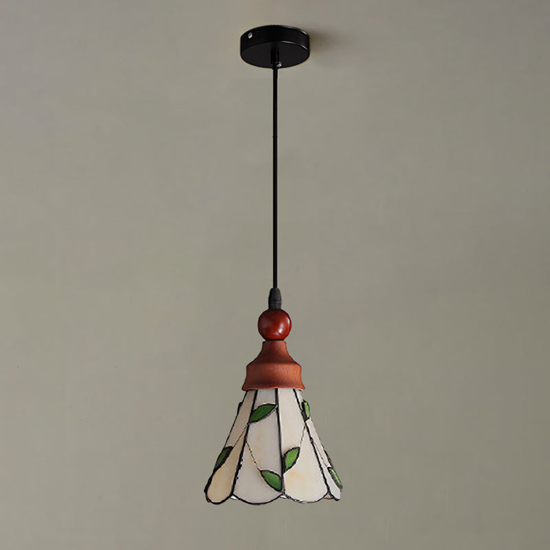 Stained Glass Botanical Mini Bell Pendant