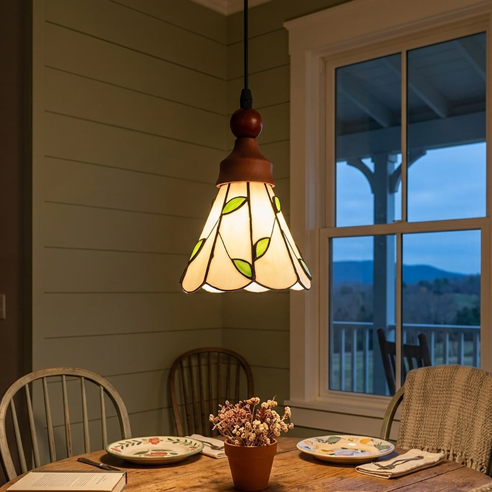 Stained Glass Botanical Mini Bell Pendant