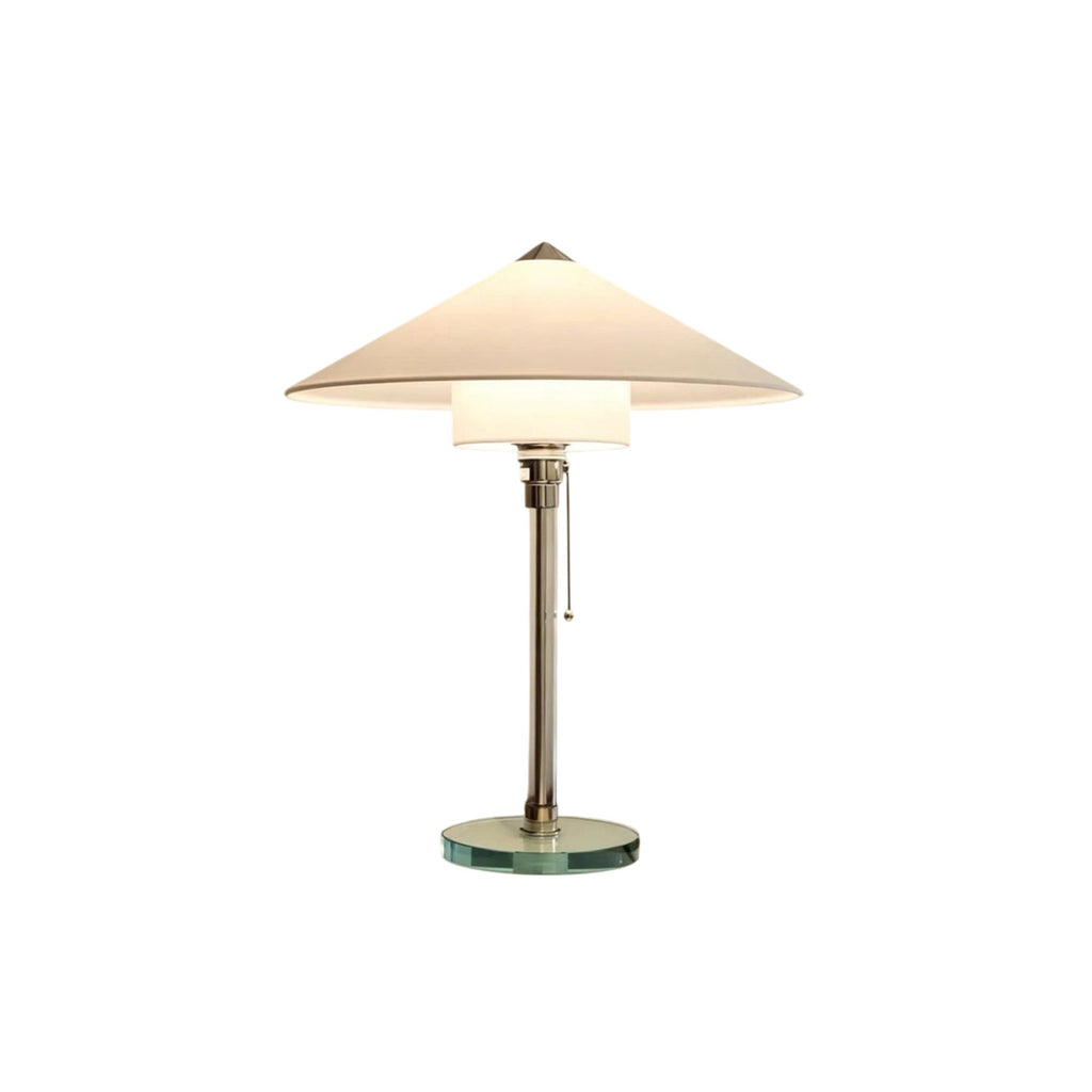 Conical Fabric Shade Glass Column Table Lamp