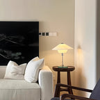 Conical Fabric Shade Glass Column Table Lamp