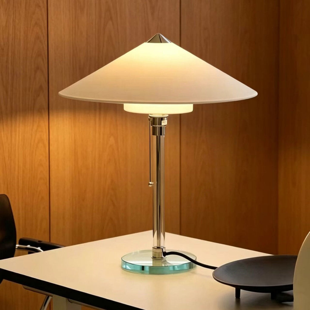 Conical Fabric Shade Glass Column Table Lamp