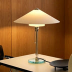 Conical Fabric Shade Glass Column Table Lamp