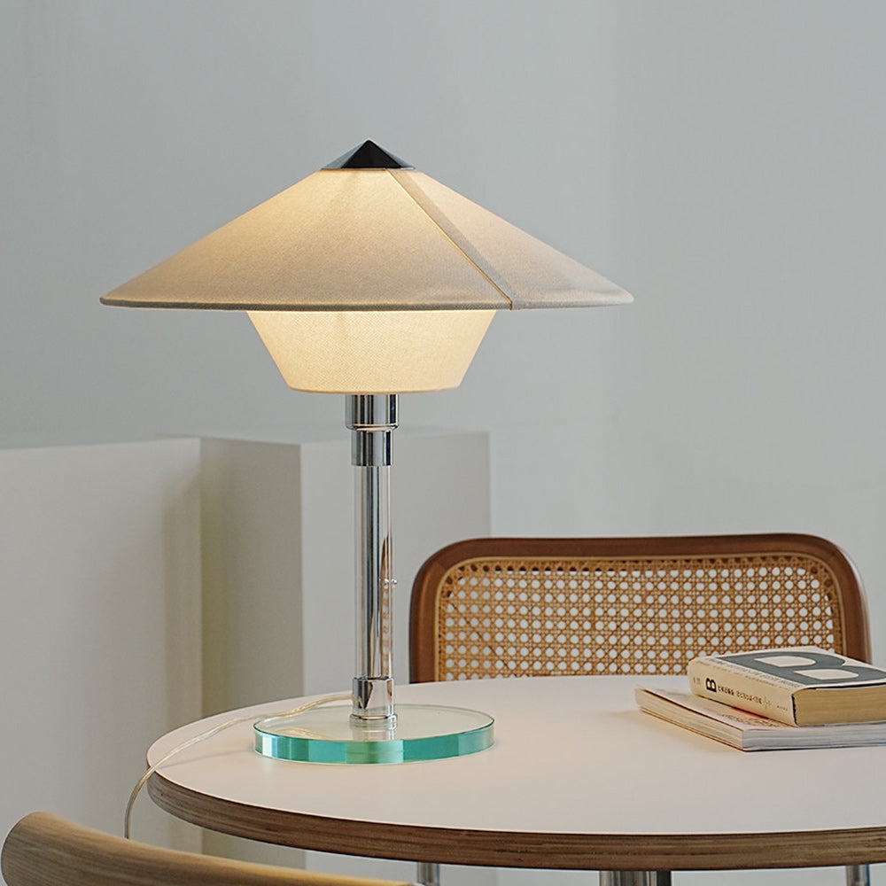Conical Fabric Shade Glass Column Table Lamp