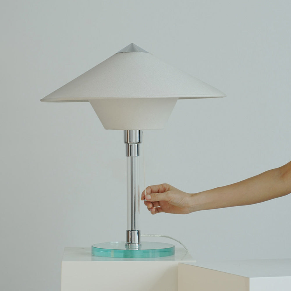 Conical Fabric Shade Glass Column Table Lamp