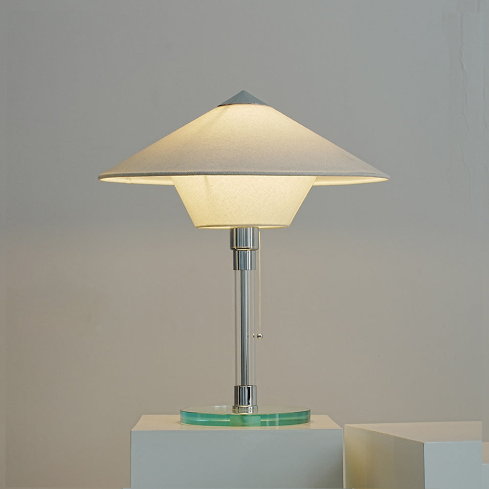 Conical Fabric Shade Glass Column Table Lamp