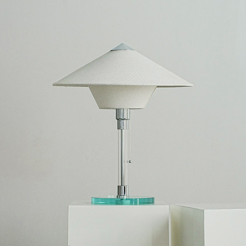 Conical Fabric Shade Glass Column Table Lamp