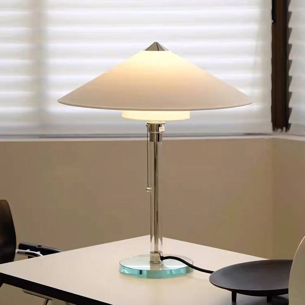 Conical Fabric Shade Glass Column Table Lamp