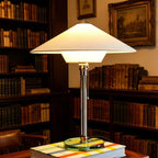 Conical Fabric Shade Glass Column Table Lamp