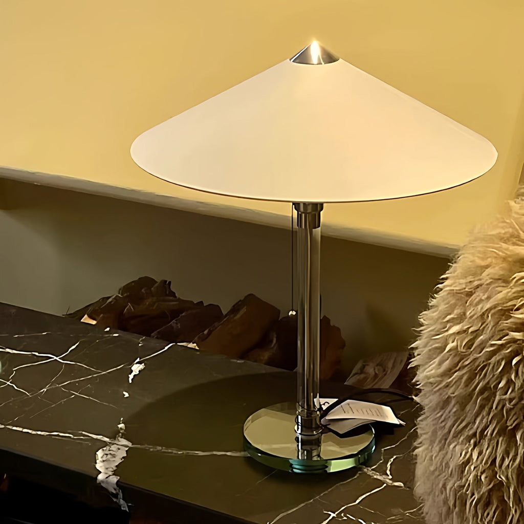 Conical Fabric Shade Glass Column Table Lamp