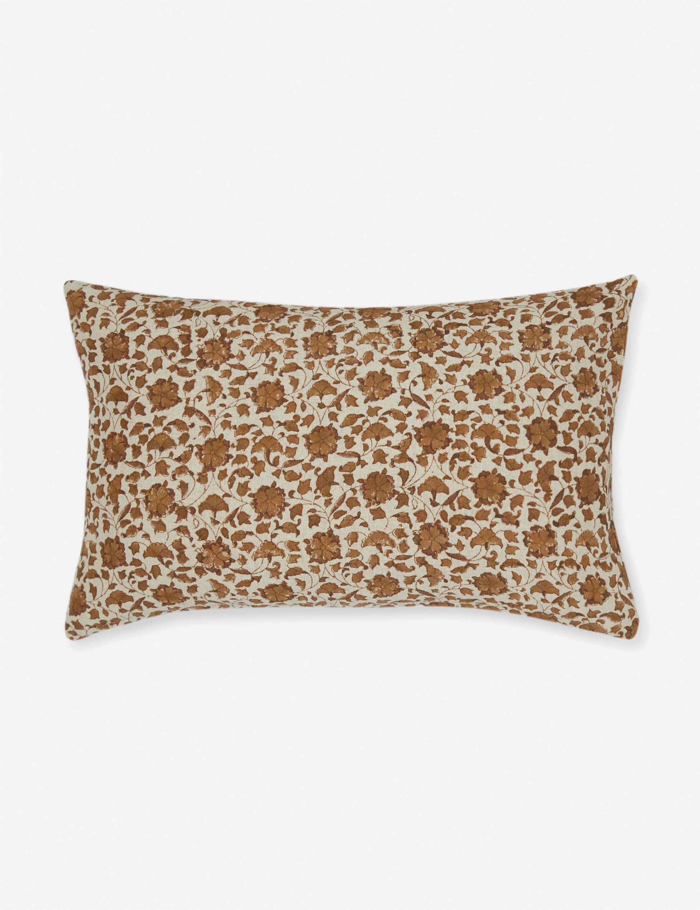 Liora Linen Pillow | Handmade Block Print, Floral Motif
