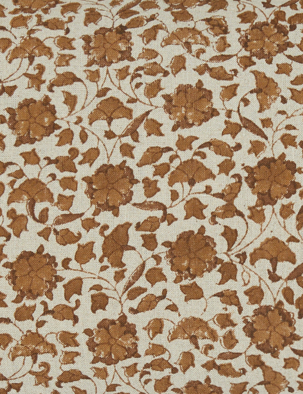 Liora Linen Pillow | Handmade Block Print, Floral Motif