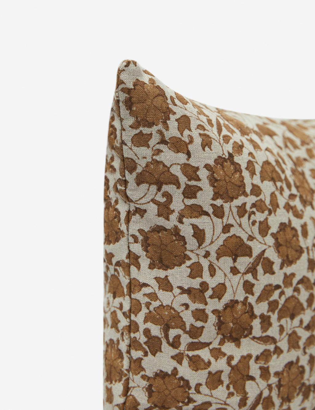 Liora Linen Pillow | Handmade Block Print, Floral Motif