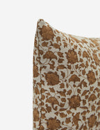 Liora Linen Pillow | Handmade Block Print, Floral Motif