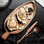 Serving Plate Leaf Shaped Wooden Natural Finish Platter