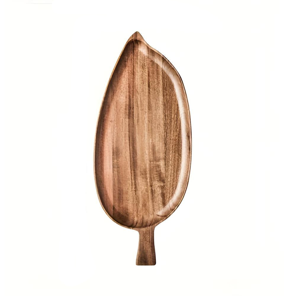 Serving Plate Leaf Shaped Wooden Natural Finish Platter