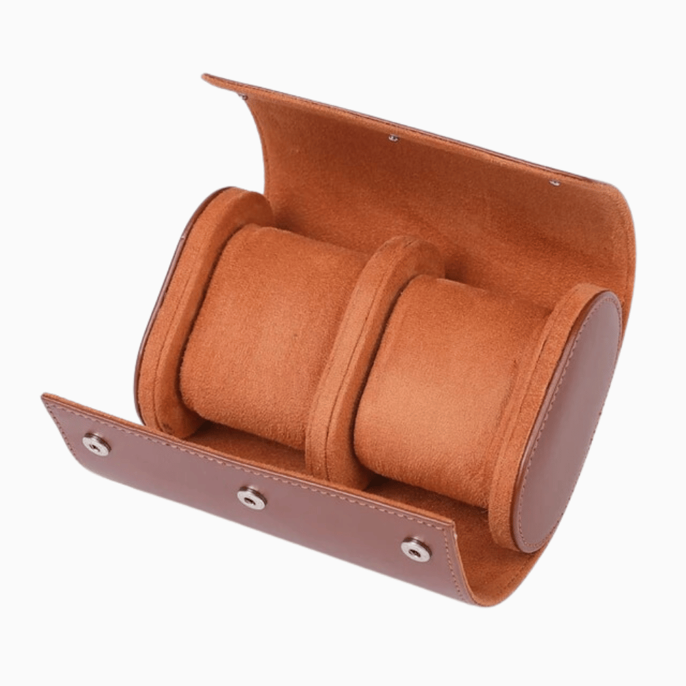Watch Case Leather 1 to 3 Compartment Snap Closure Travel Organizer