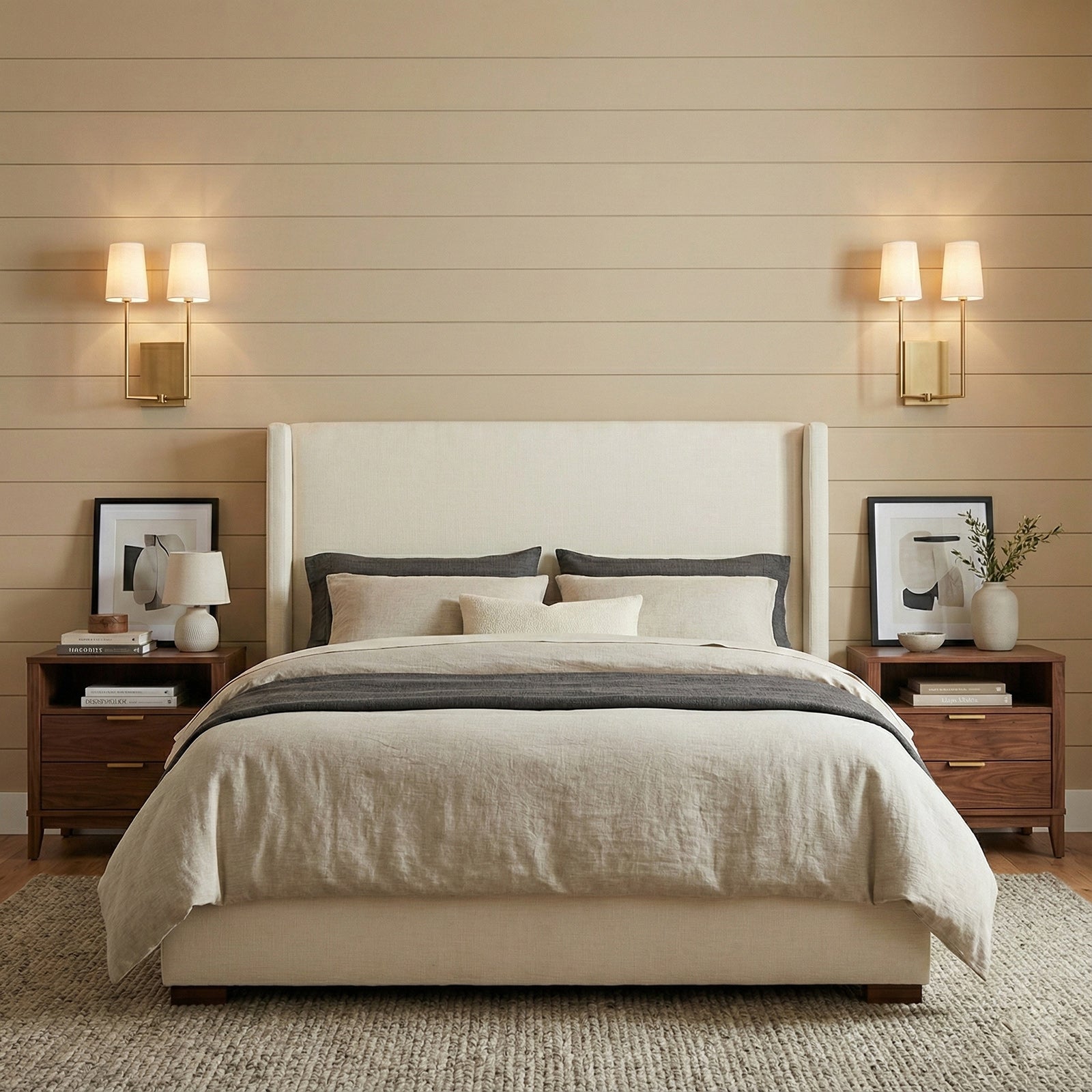Minimalist Brass & Fabric Wall Sconce