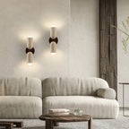 Travertine & Wood Wall Lamp