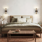 Travertine & Wood Wall Lamp